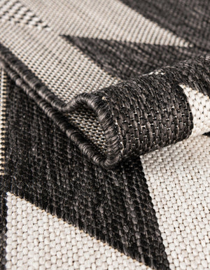 Black and White 5' 3 x 8' Outdoor Modern Rectangle Area Rug Weather Resistant for Patio, Deck, Terrace, Balcony, Porch 100% Polypropylene Modern Outside Carpet for Sale at Rug Engine