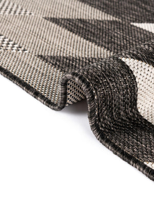 Black and White 5' 3 x 8' Outdoor Modern Rectangle Area Rug Weather Resistant for Patio, Deck, Terrace, Balcony, Porch 100% Polypropylene Modern Outside Carpet for Sale at Rug Engine