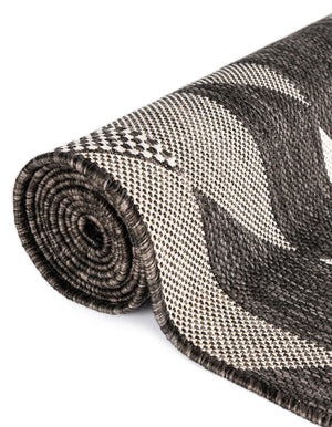 Black and White 5' 3 x 8' Outdoor Modern Rectangle Area Rug Weather Resistant for Patio, Deck, Terrace, Balcony, Porch 100% Polypropylene Modern Outside Carpet for Sale at Rug Engine