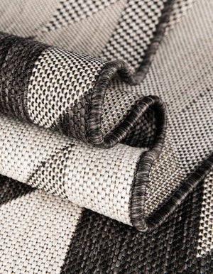 Black and White 5' 3 x 8' Outdoor Modern Rectangle Area Rug Weather Resistant for Patio, Deck, Terrace, Balcony, Porch 100% Polypropylene Modern Outside Carpet for Sale at Rug Engine