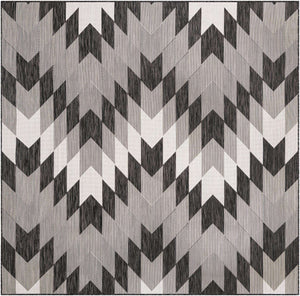 Black and White 7' 10 x 7' 10 Outdoor Modern Square Area Rug Weather Resistant for Patio, Deck, Terrace, Balcony, Porch 100% Polypropylene Modern Outside Carpet for Sale at Rug Engine