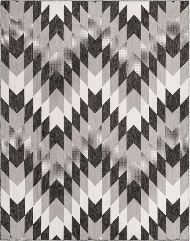 Black and White 7' 10 x 10' Outdoor Modern Rectangle Area Rug Weather Resistant for Patio, Deck, Terrace, Balcony, Porch 100% Polypropylene Modern Outside Carpet for Sale at Rug Engine