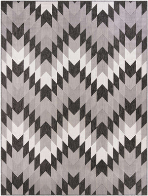 Black and White 9' x 12' Outdoor Modern Rectangle Area Rug Weather Resistant for Patio, Deck, Terrace, Balcony, Porch 100% Polypropylene Modern Outside Carpet for Sale at Rug Engine