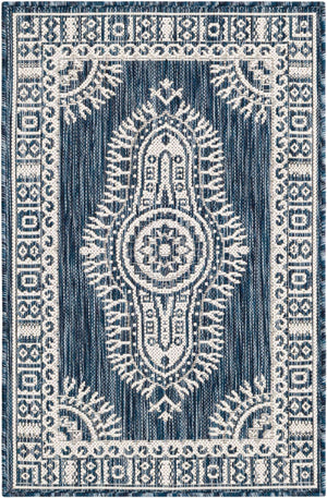 Blue 2' x 3' 1 Outdoor Traditional Rectangle Area Rug Weather Resistant for Patio, Deck, Terrace, Balcony, Porch Classical Design Outside Carpet for Sale at Rug Engine