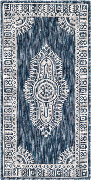 Blue 2' x 4' 1 Outdoor Traditional Runner Area Rug Weather Resistant for Patio, Deck, Terrace, Balcony, Porch Classical Design Outside Carpet for Sale at Rug Engine