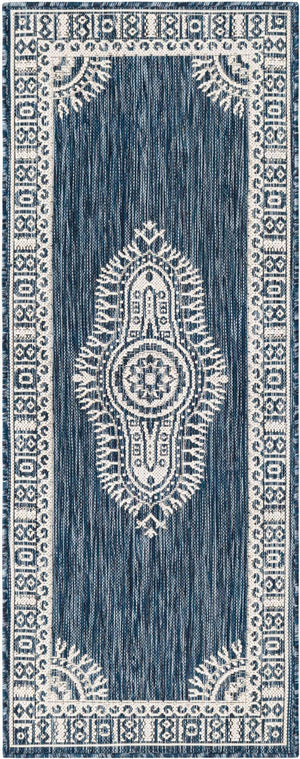 Blue 2' x 5' 3 Outdoor Traditional Runner Area Rug Weather Resistant for Patio, Deck, Terrace, Balcony, Porch Classical Design Outside Carpet for Sale at Rug Engine