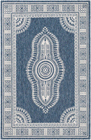 Blue 5' 3 x 8' Outdoor Traditional Rectangle Area Rug Weather Resistant for Patio, Deck, Terrace, Balcony, Porch Classical Design Outside Carpet for Sale at Rug Engine
