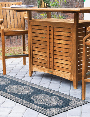 Blue 2' x 5' 3 Outdoor Traditional Runner Area Rug Weather Resistant for Patio, Deck, Terrace, Balcony, Porch Classical Design Outside Carpet for Sale at Rug Engine
