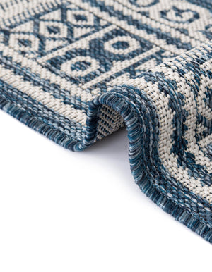 Blue 12' x 12' Outdoor Traditional Round Area Rug Weather Resistant for Patio, Deck, Terrace, Balcony, Porch Classical Design Outside Carpet for Sale at Rug Engine