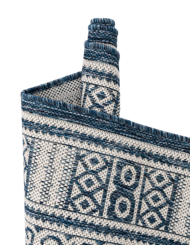 Blue 12' x 12' Outdoor Traditional Round Area Rug Weather Resistant for Patio, Deck, Terrace, Balcony, Porch Classical Design Outside Carpet for Sale at Rug Engine