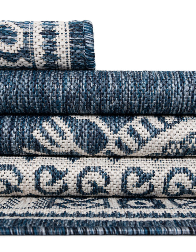 Blue 12' x 12' Outdoor Traditional Round Area Rug Weather Resistant for Patio, Deck, Terrace, Balcony, Porch Classical Design Outside Carpet for Sale at Rug Engine