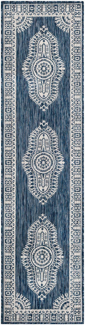 Blue 2' x 8' Outdoor Traditional Runner Area Rug Weather Resistant for Patio, Deck, Terrace, Balcony, Porch Classical Design Outside Carpet for Sale at Rug Engine