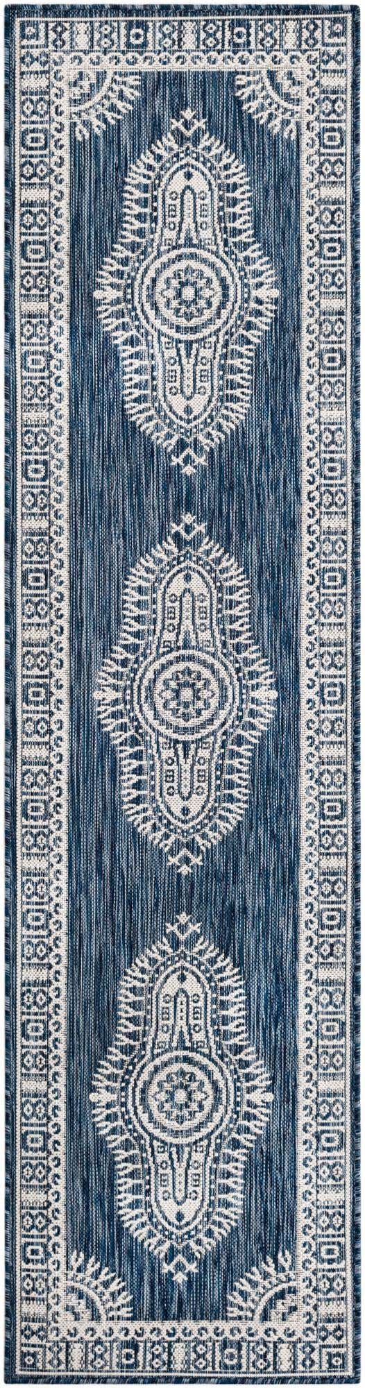 Blue 2' x 8' Outdoor Traditional Runner Area Rug Weather Resistant for Patio, Deck, Terrace, Balcony, Porch Classical Design Outside Carpet for Sale at Rug Engine