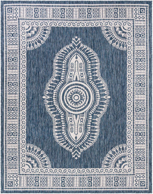 Blue 7' 10 x 10' Outdoor Traditional Rectangle Area Rug Weather Resistant for Patio, Deck, Terrace, Balcony, Porch Classical Design Outside Carpet for Sale at Rug Engine