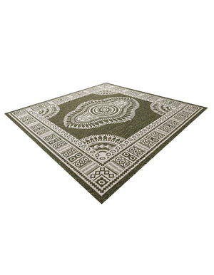 Green 10' x 10' Outdoor Traditional Square Area Rug Weather Resistant for Patio, Deck, Terrace, Balcony, Porch Classical Design Outside Carpet for Sale at Rug Engine