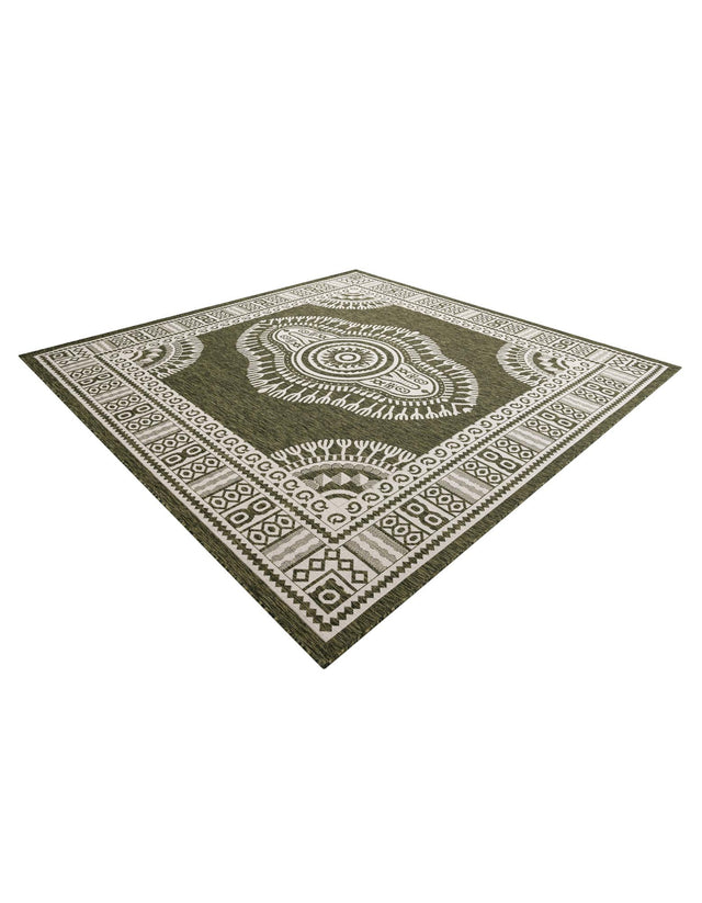 Green 10' x 10' Outdoor Traditional Square Area Rug Weather Resistant for Patio, Deck, Terrace, Balcony, Porch Classical Design Outside Carpet for Sale at Rug Engine