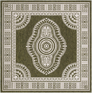 Green 10' x 10' Outdoor Traditional Square Area Rug Weather Resistant for Patio, Deck, Terrace, Balcony, Porch Classical Design Outside Carpet for Sale at Rug Engine