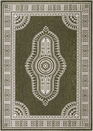Green 10' x 14' 1 Outdoor Traditional Rectangle Area Rug Weather Resistant for Patio, Deck, Terrace, Balcony, Porch Classical Design Outside Carpet for Sale at Rug Engine