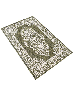 Green 2' x 3' 1 Outdoor Traditional Rectangle Area Rug Weather Resistant for Patio, Deck, Terrace, Balcony, Porch Classical Design Outside Carpet for Sale at Rug Engine