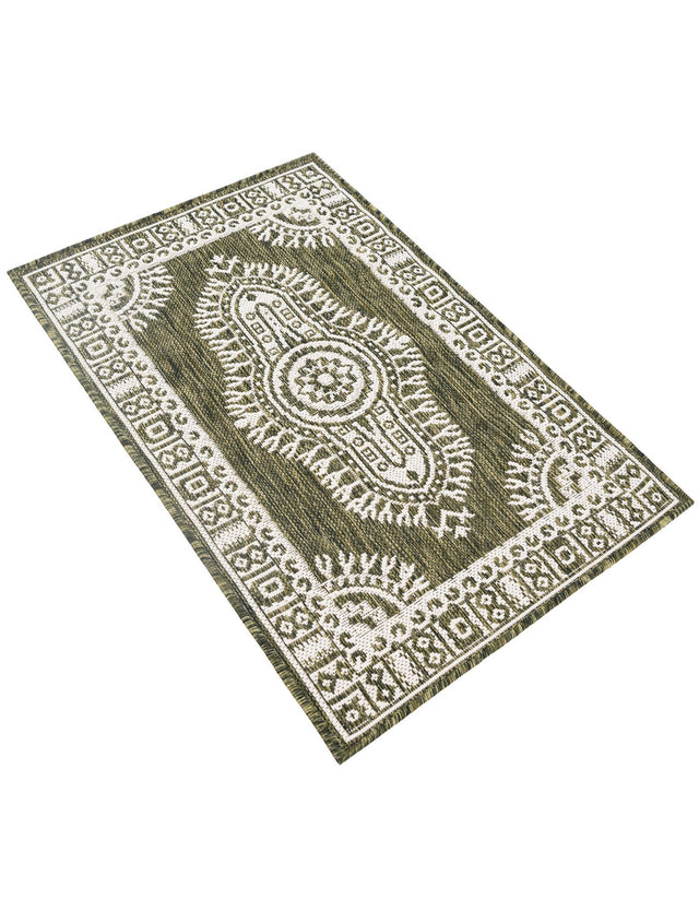 Green 2' x 3' 1 Outdoor Traditional Rectangle Area Rug Weather Resistant for Patio, Deck, Terrace, Balcony, Porch Classical Design Outside Carpet for Sale at Rug Engine