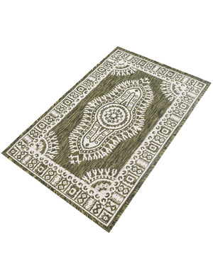 Green 2' x 3' 1 Outdoor Traditional Rectangle Area Rug Weather Resistant for Patio, Deck, Terrace, Balcony, Porch Classical Design Outside Carpet for Sale at Rug Engine