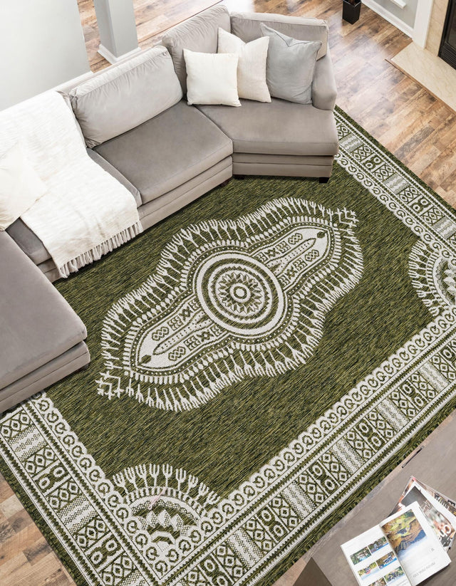 Green 2' x 3' 1 Outdoor Traditional Rectangle Area Rug Weather Resistant for Patio, Deck, Terrace, Balcony, Porch Classical Design Outside Carpet for Sale at Rug Engine