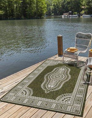 Green 2' x 3' 1 Outdoor Traditional Rectangle Area Rug Weather Resistant for Patio, Deck, Terrace, Balcony, Porch Classical Design Outside Carpet for Sale at Rug Engine