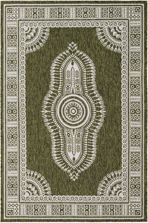Green 5' 3 x 8' Outdoor Traditional Rectangle Area Rug Weather Resistant for Patio, Deck, Terrace, Balcony, Porch Classical Design Outside Carpet for Sale at Rug Engine