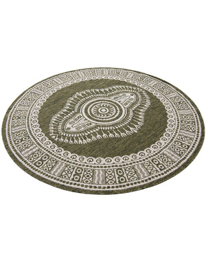 Green 6' 1 x 6' 1 Outdoor Traditional Round Area Rug Weather Resistant for Patio, Deck, Terrace, Balcony, Porch Classical Design Outside Carpet for Sale at Rug Engine