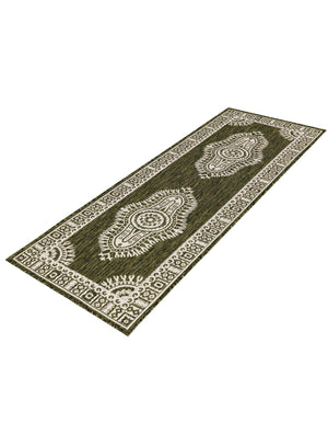 Green 2' x 6' 1 Outdoor Traditional Runner Area Rug Weather Resistant for Patio, Deck, Terrace, Balcony, Porch Classical Design Outside Carpet for Sale at Rug Engine