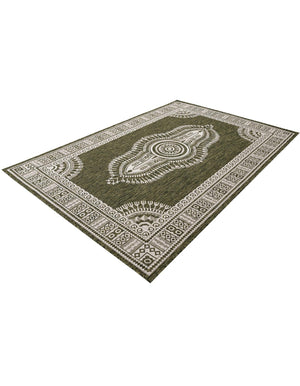 Green 6' 1 x 9' Outdoor Traditional Rectangle Area Rug Weather Resistant for Patio, Deck, Terrace, Balcony, Porch Classical Design Outside Carpet for Sale at Rug Engine