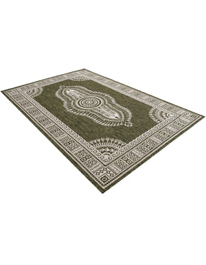Green 6' 1 x 9' Outdoor Traditional Rectangle Area Rug Weather Resistant for Patio, Deck, Terrace, Balcony, Porch Classical Design Outside Carpet for Sale at Rug Engine