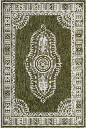 Green 6' 1 x 9' Outdoor Traditional Rectangle Area Rug Weather Resistant for Patio, Deck, Terrace, Balcony, Porch Classical Design Outside Carpet for Sale at Rug Engine