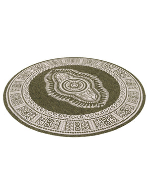 Green 7' 10 x 7' 10 Outdoor Traditional Round Area Rug Weather Resistant for Patio, Deck, Terrace, Balcony, Porch Classical Design Outside Carpet for Sale at Rug Engine