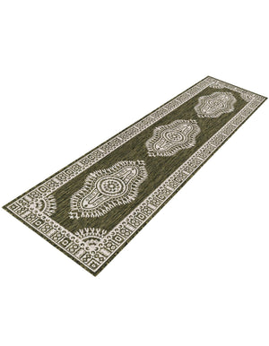 Green 2' x 8' Outdoor Traditional Runner Area Rug Weather Resistant for Patio, Deck, Terrace, Balcony, Porch Classical Design Outside Carpet for Sale at Rug Engine