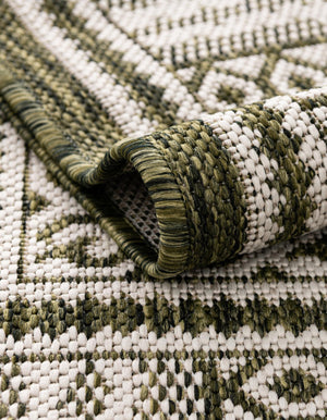 Green 10' x 10' Outdoor Traditional Square Area Rug Weather Resistant for Patio, Deck, Terrace, Balcony, Porch Classical Design Outside Carpet for Sale at Rug Engine