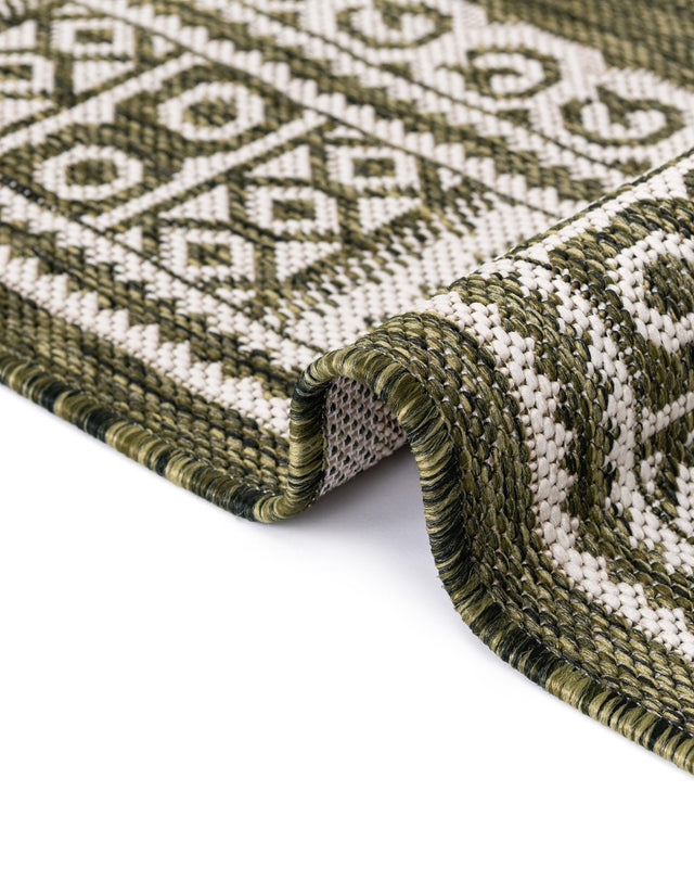 Green 10' x 10' Outdoor Traditional Square Area Rug Weather Resistant for Patio, Deck, Terrace, Balcony, Porch Classical Design Outside Carpet for Sale at Rug Engine