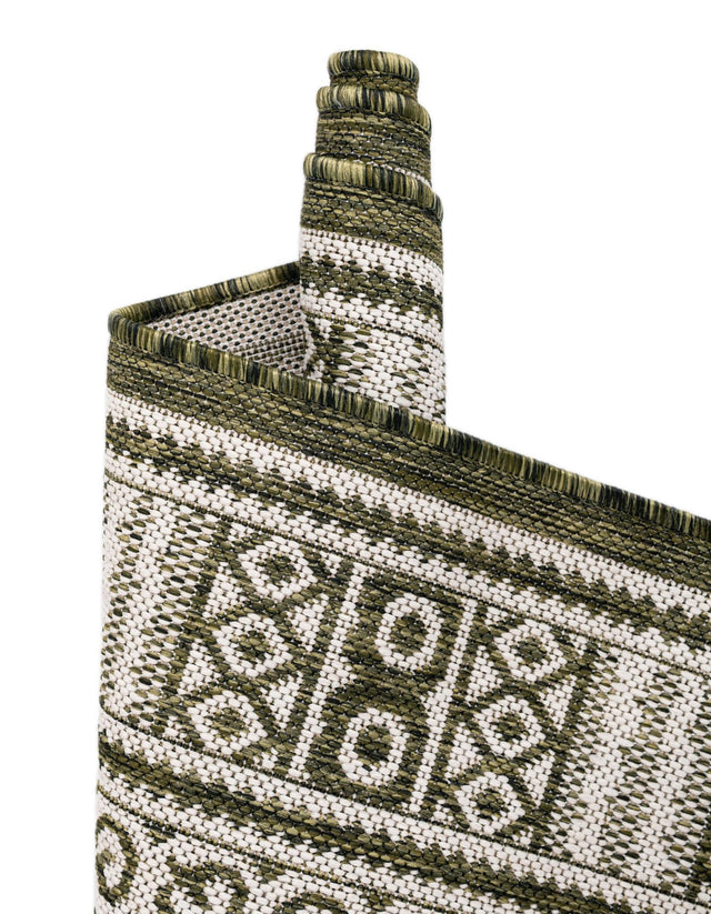 Green 10' x 10' Outdoor Traditional Square Area Rug Weather Resistant for Patio, Deck, Terrace, Balcony, Porch Classical Design Outside Carpet for Sale at Rug Engine