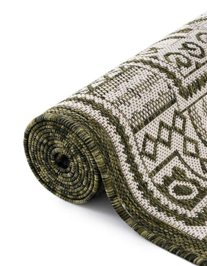 Green 10' x 10' Outdoor Traditional Square Area Rug Weather Resistant for Patio, Deck, Terrace, Balcony, Porch Classical Design Outside Carpet for Sale at Rug Engine