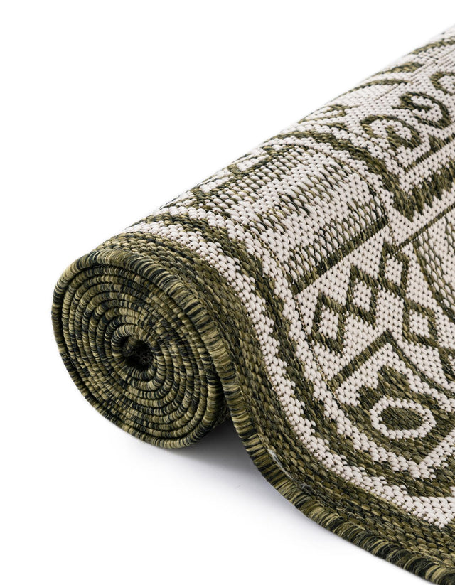Green 10' x 10' Outdoor Traditional Square Area Rug Weather Resistant for Patio, Deck, Terrace, Balcony, Porch Classical Design Outside Carpet for Sale at Rug Engine