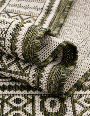 Green 10' x 10' Outdoor Traditional Square Area Rug Weather Resistant for Patio, Deck, Terrace, Balcony, Porch Classical Design Outside Carpet for Sale at Rug Engine