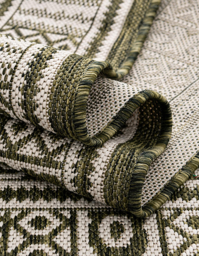 Green 10' x 10' Outdoor Traditional Square Area Rug Weather Resistant for Patio, Deck, Terrace, Balcony, Porch Classical Design Outside Carpet for Sale at Rug Engine