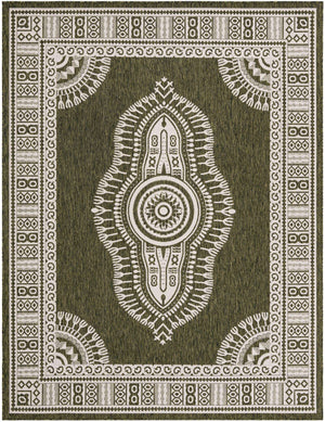 Green 7' 10 x 10' Outdoor Traditional Rectangle Area Rug Weather Resistant for Patio, Deck, Terrace, Balcony, Porch Classical Design Outside Carpet for Sale at Rug Engine