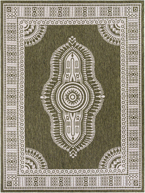 Green 9' x 12' Outdoor Traditional Rectangle Area Rug Weather Resistant for Patio, Deck, Terrace, Balcony, Porch Classical Design Outside Carpet for Sale at Rug Engine