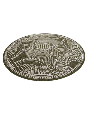 Green 10' x 10' Outdoor Traditional Round Area Rug Weather Resistant for Patio, Deck, Terrace, Balcony, Porch Classical Design Outside Carpet for Sale at Rug Engine