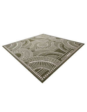 Green 10' x 10' Outdoor Traditional Square Area Rug Weather Resistant for Patio, Deck, Terrace, Balcony, Porch Classical Design Outside Carpet for Sale at Rug Engine