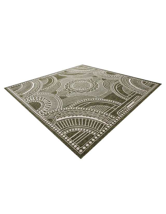 Green 10' x 10' Outdoor Traditional Square Area Rug Weather Resistant for Patio, Deck, Terrace, Balcony, Porch Classical Design Outside Carpet for Sale at Rug Engine