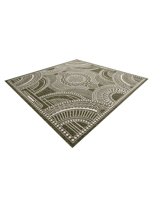 Green 10' x 10' Outdoor Traditional Square Area Rug Weather Resistant for Patio, Deck, Terrace, Balcony, Porch Classical Design Outside Carpet for Sale at Rug Engine