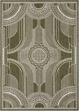 Green 10' x 14' 1 Outdoor Traditional Rectangle Area Rug Weather Resistant for Patio, Deck, Terrace, Balcony, Porch Classical Design Outside Carpet for Sale at Rug Engine