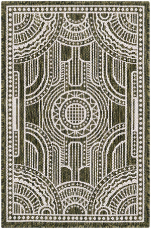 Green 2' x 3' 1 Outdoor Traditional Rectangle Area Rug Weather Resistant for Patio, Deck, Terrace, Balcony, Porch Classical Design Outside Carpet for Sale at Rug Engine
